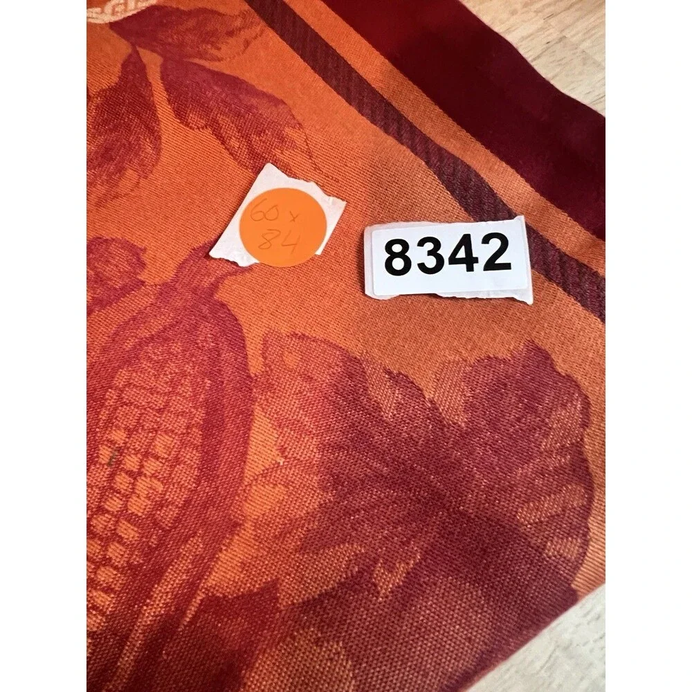 Williams Sonoma Jacquard Tablecloth 60x84 fall harvest Pumpkin orange